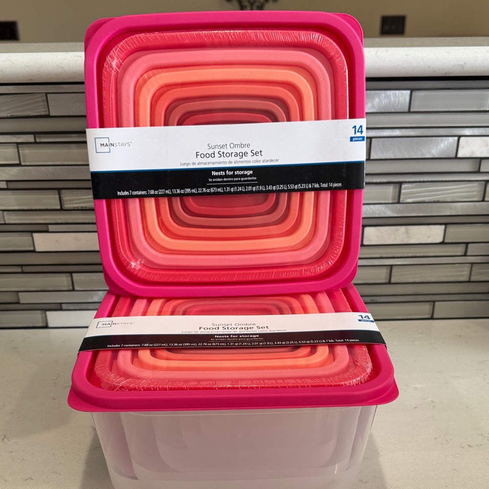 Mainstays Pink and Orange Ombre Storage Set